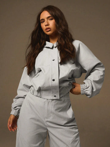 Athîral 2pcs/Set Women Casual Front Button Long Sleeve Top And Loose Pants