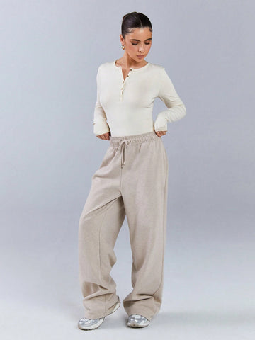 Athîral Women Plain Front Button Long Sleeve Casual Bodysuit