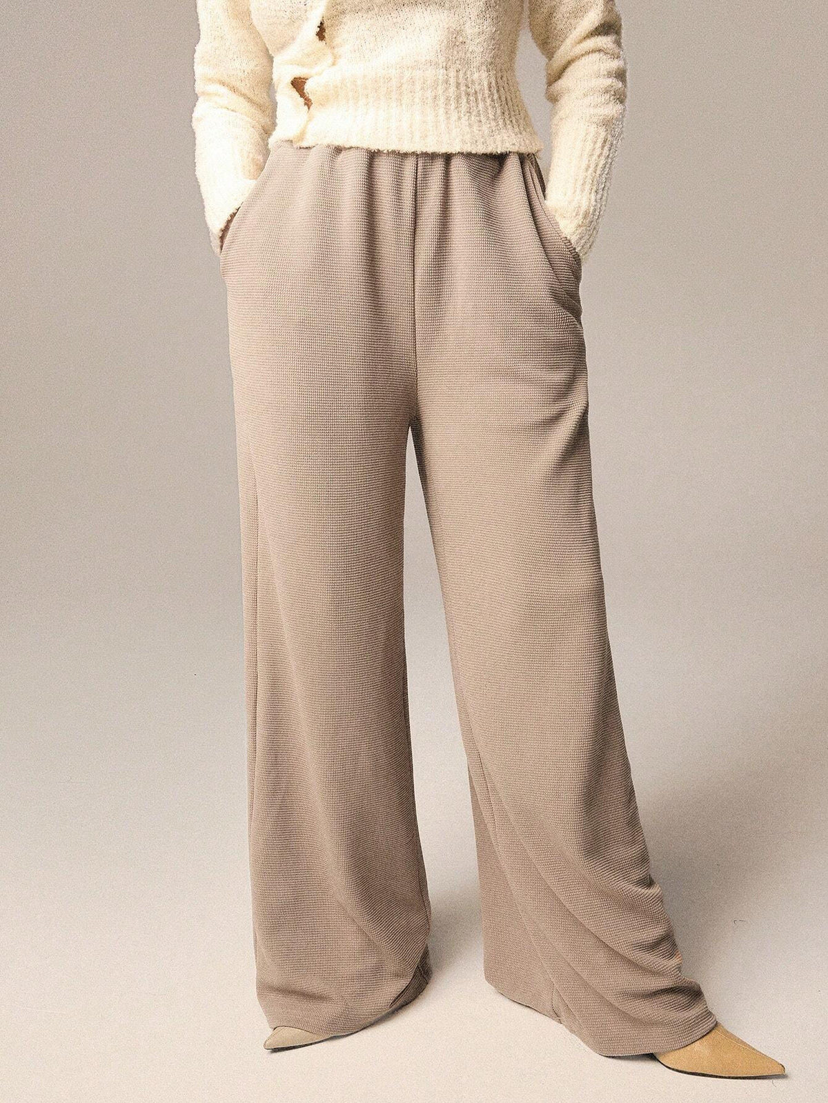 Athîral Women Solid Color Pocket Wide Leg Loose Casual Sweatpants