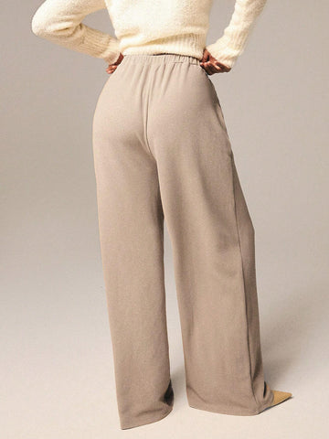 Athîral Women Solid Color Pocket Wide Leg Loose Casual Sweatpants