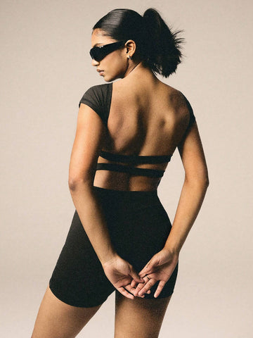 Athîral Women Solid Color Round Neck Batwing Sleeve Casual Jumpsuit