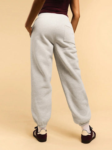 Athîral Women's Letter Print Pocket Grey Marl Pocket Drawstring Elastic Leg Casual Sweatpants Fall/Winter