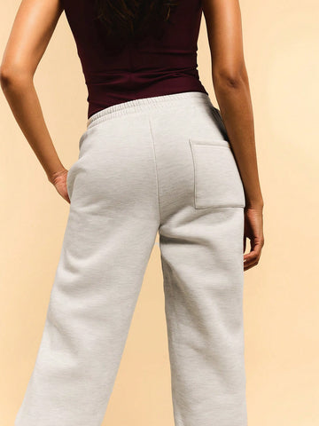 Athîral Women's Letter Print Pocket Grey Marl Pocket Drawstring Elastic Leg Casual Sweatpants Fall/Winter