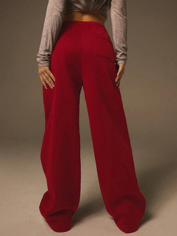 Athîral Women's Solid Color Digit Print Casual Sweatpants, Minimalist & Fashion For Everyday Wear