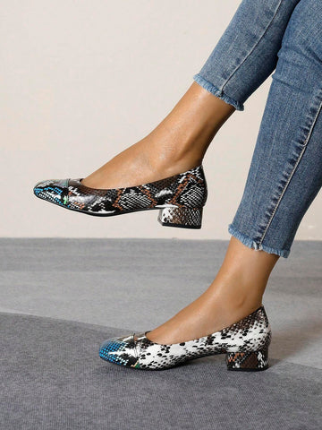 Attention: Patchwork Random Print High-Heel Slip-On Flats For Women,