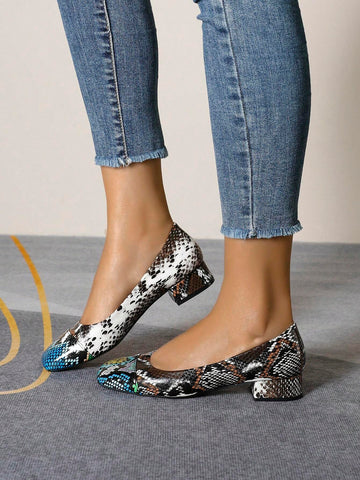 Attention: Patchwork Random Print High-Heel Slip-On Flats For Women,