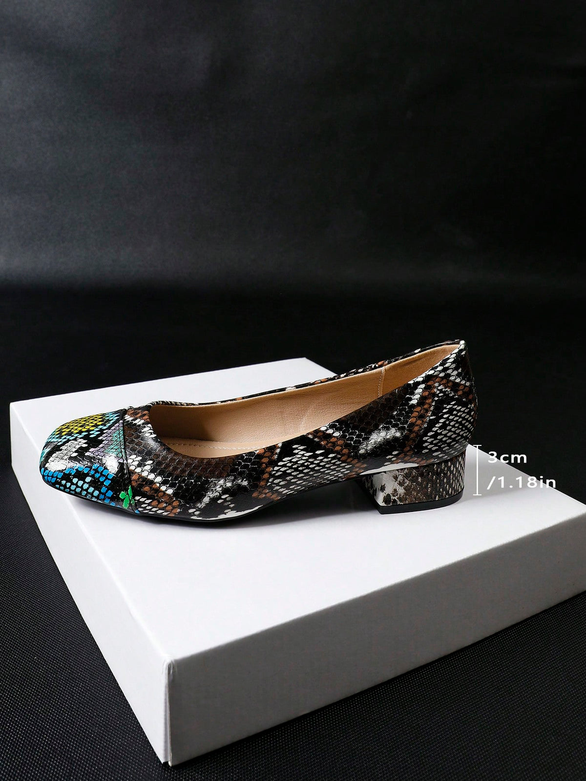 Attention: Patchwork Random Print High-Heel Slip-On Flats For Women,