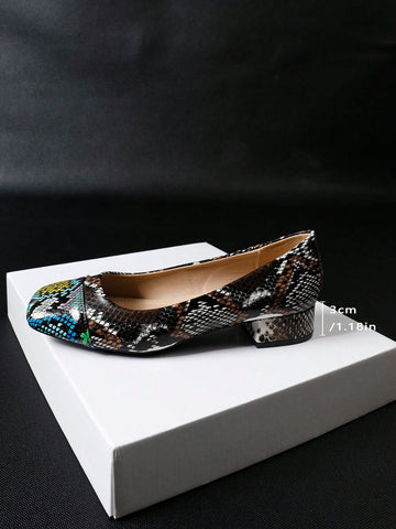 Attention: Patchwork Random Print High-Heel Slip-On Flats For Women,