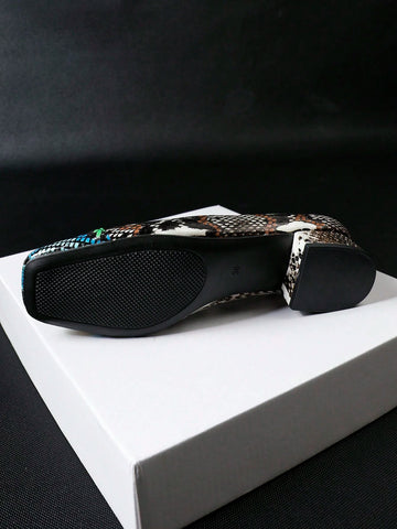 Attention: Patchwork Random Print High-Heel Slip-On Flats For Women,