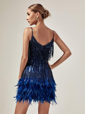 Austyn Tassel Feather Mini Dress