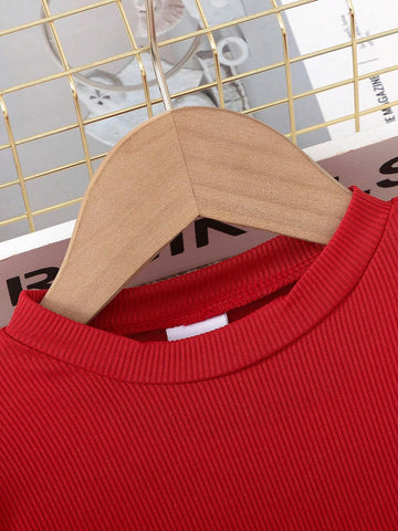 Autumn/Winter Girls' Fashionable Casual Long Sleeve Flare Sleeve Belted Heart Decor Mini Dress