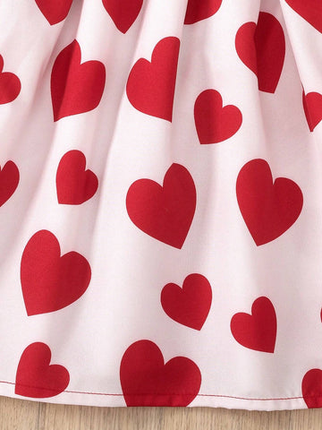 Autumn/Winter Girls' Fashionable Casual Long Sleeve Flare Sleeve Belted Heart Decor Mini Dress
