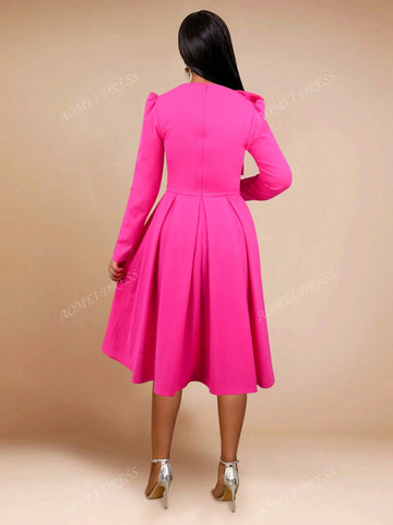 Autumn Asymmetric Collar Bowknot A-Line Elegant Dress