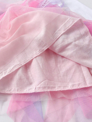 Autumn Children Princess Dresses For Girls Long Sleeve Cotton Toddler Clothing Irregular Tulle Cartoon Girls Tutu Dress Floral Applique Young Girl Party Costumes