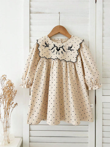Autumn Girls Dress, Cute Toddler Clothing, Round Neck Loose Version Ruffle Children Dress