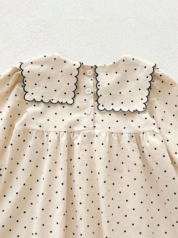 Autumn Girls Dress, Cute Toddler Clothing, Round Neck Loose Version Ruffle Children Dress