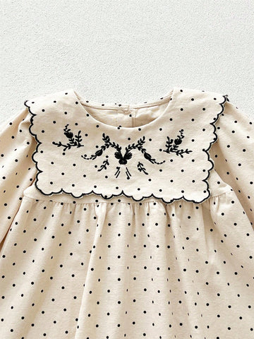 Autumn Girls Dress, Cute Toddler Clothing, Round Neck Loose Version Ruffle Children Dress