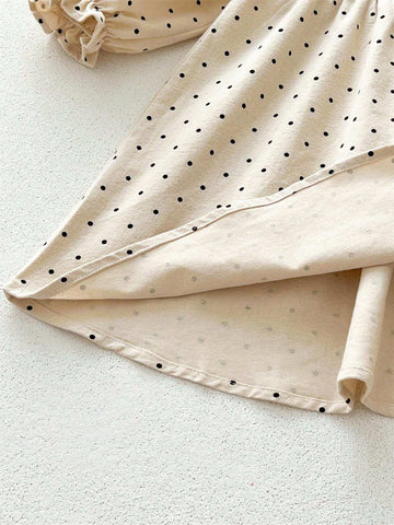 Autumn Girls Dress, Cute Toddler Clothing, Round Neck Loose Version Ruffle Children Dress