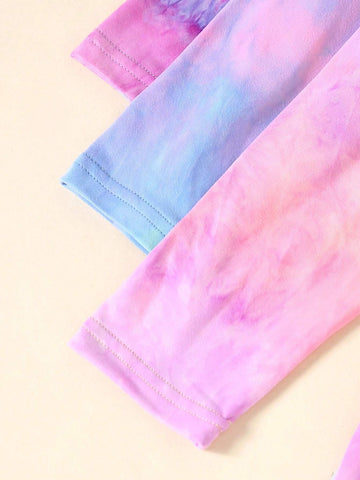 Autumn Girls Multicolor Tie Dye Casual Long Dress Set
