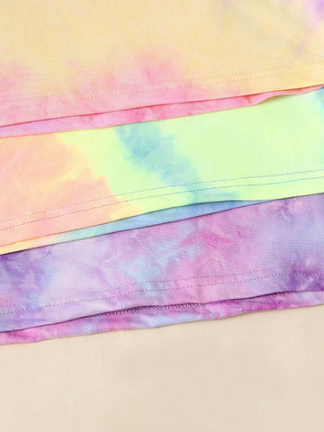 Autumn Girls Multicolor Tie Dye Casual Long Dress Set