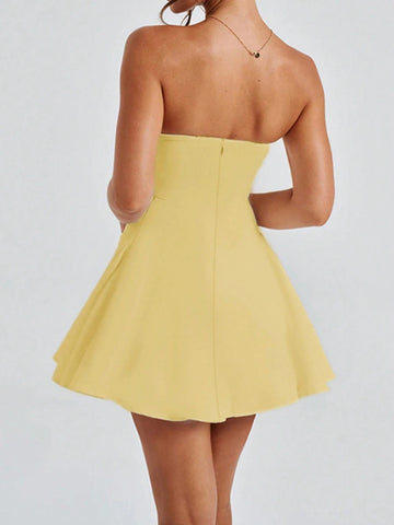 Autumn Solid Color Elegant Sleeveless Bow Tie Camisole Dress