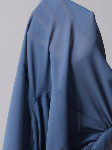 Modichic Chiffon Sheer Multilayer Ruffle Sleeve Stand Collar Long Sleeve Blouse With 3D Floral Decor And Tie Detail