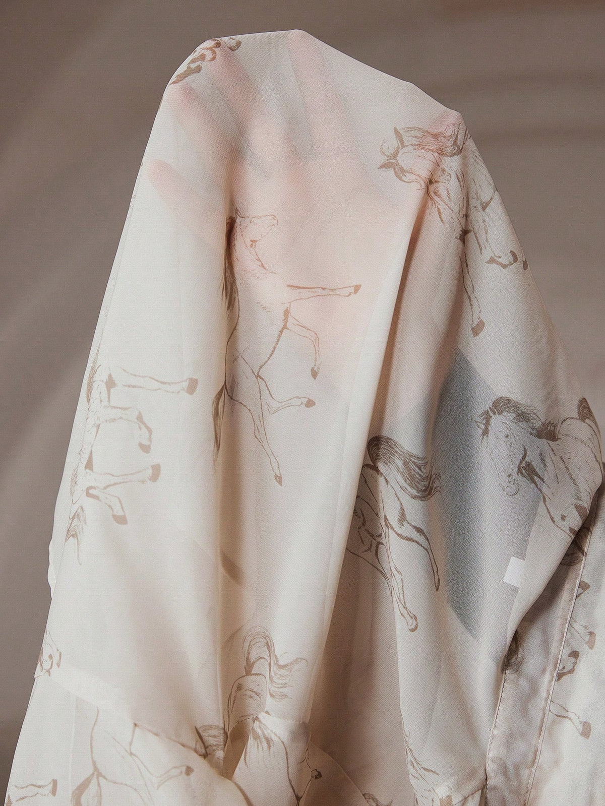 Modichic Elegant And Fashionable Versatile Chiffon Fabric Horse Print Button-Up Long Sleeve Blouse For Women