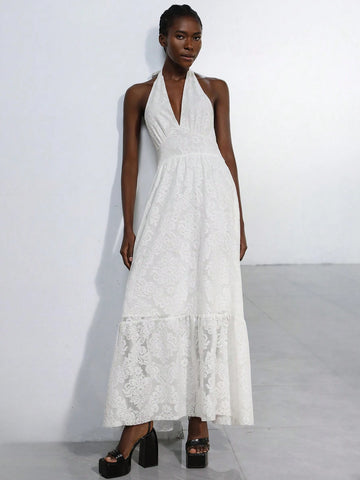 Aveloria Modichic Elegant High-End Design V-Neck Backless Embroidered Long Dress For Women