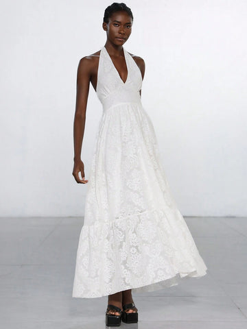 Aveloria Modichic Elegant High-End Design V-Neck Backless Embroidered Long Dress For Women