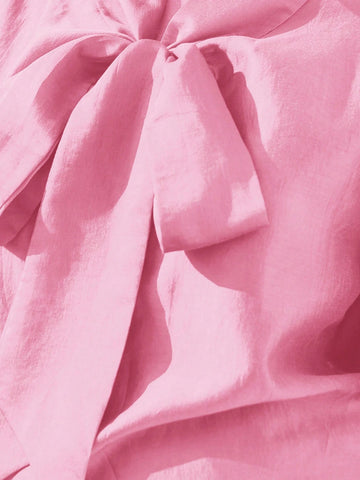 Aveloria Modichic Elegant Romantic Chiffon Flowy Collar Oversized Bow-Tie Neck Button-Up Long Sleeve Blouse