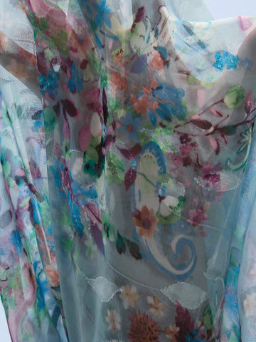 Aveloria Modichic French Romantic Floral 3D Print Lapel Collar Sheer Long Sleeve Shirt For Women