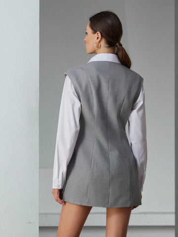 Aveloria Modichic Women Front Button Sleeveless Pocket Simple Casual Short Dress