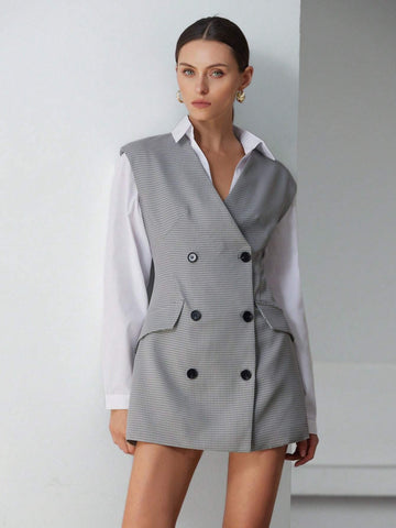 Aveloria Modichic Women Front Button Sleeveless Pocket Simple Casual Short Dress