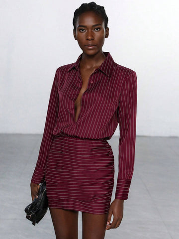 Aveloria Modichic Women Minimalist Striped Bodycon Mini Dress