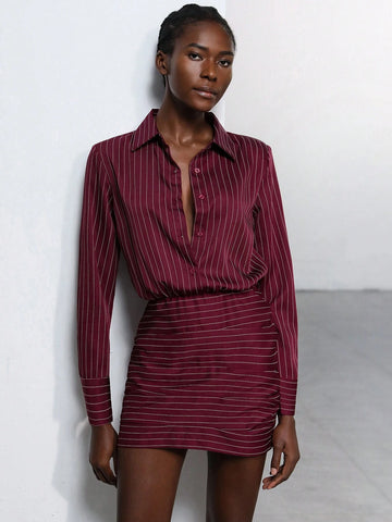 Aveloria Modichic Women Minimalist Striped Bodycon Mini Dress