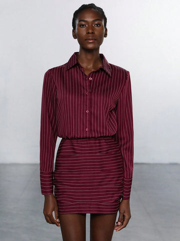 Aveloria Modichic Women Minimalist Striped Bodycon Mini Dress