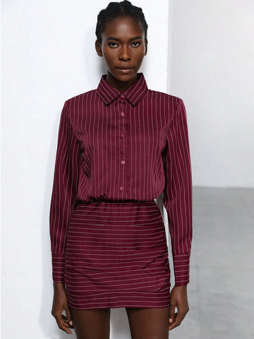 Aveloria Modichic Women Minimalist Striped Bodycon Mini Dress