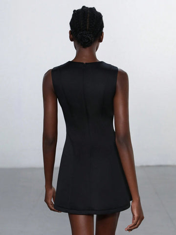 Aveloria Modichic Women's Elegant Crystal Rhinestone Embellished Sleeveless Party Dress