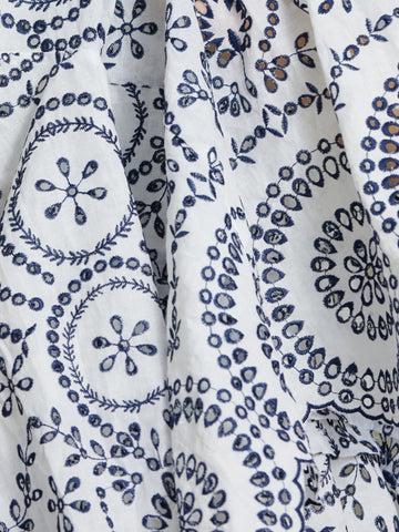 Modichic Women's Spring Autumn Long Sleeve Contrast Color Trim Line Carved Embroidered Collar & Cuff Splicing Blouse