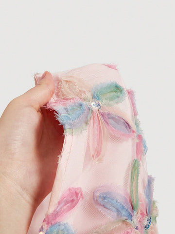 Aveloria Rosie Elegant Luxe MiuMiu Style Colorful Floral 3D Net Fabric Low Waist Super Mini Skirt For Women