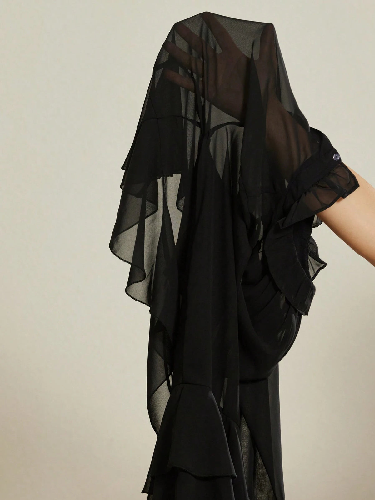 Aveloria Rosie Elegant Stylish Butterfly Tie Collar See-Through Sexy Layered Ruffle Detail Flare Sleeve Loose Blouse For Women