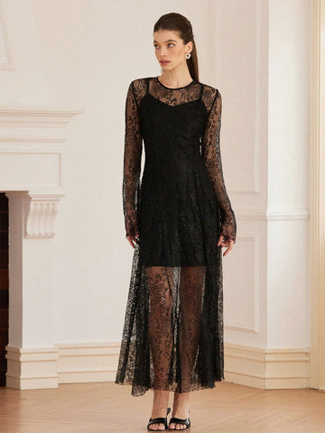 Aveloria Rosie French Romantic, Sexy Minimalist Lace Hollow Out Spaghetti Strap Bodycon Dress For Women, Spring