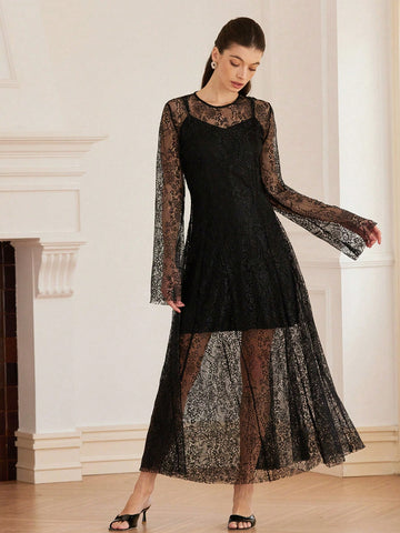 Aveloria Rosie French Romantic, Sexy Minimalist Lace Hollow Out Spaghetti Strap Bodycon Dress For Women, Spring