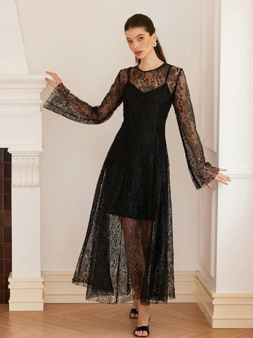 Aveloria Rosie French Romantic, Sexy Minimalist Lace Hollow Out Spaghetti Strap Bodycon Dress For Women, Spring