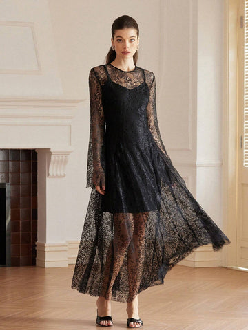 Aveloria Rosie French Romantic, Sexy Minimalist Lace Hollow Out Spaghetti Strap Bodycon Dress For Women, Spring