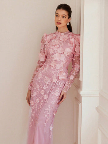 Aveloria Rosie Italian Romantic Embroidery Decorated Gathered Waist Mermaid Hem Dress, Ladies Spring Apparel For Party Valentine's Day