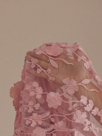 Aveloria Rosie Italian Romantic Embroidery Decorated Gathered Waist Mermaid Hem Dress, Ladies Spring Apparel For Party Valentine's Day