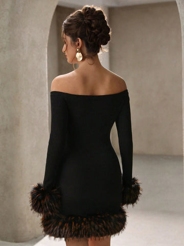 Aveloria Rosie Women Faux Fur Patchwork Mini Skirt, Suitable For Valentine's Day And Spring Season