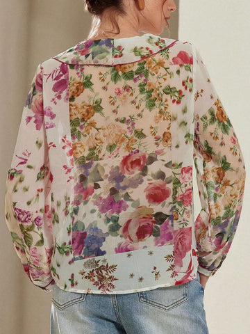 Aveloria Rosie Women Floral Print Layered Decorative Blouse