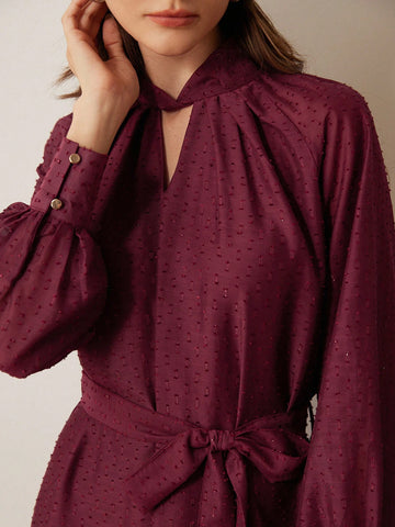 Aveloria Rosie Women's Elegant Jacquard Textured Midi Dress